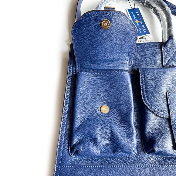 Kristen Bell for Erica Anenberg | Dark Blue Leather Purse w/Long Strap - Picture 3 of 8